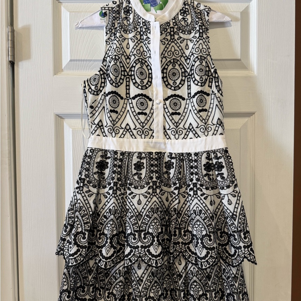 Karen Millen White and Black Patterned Dress